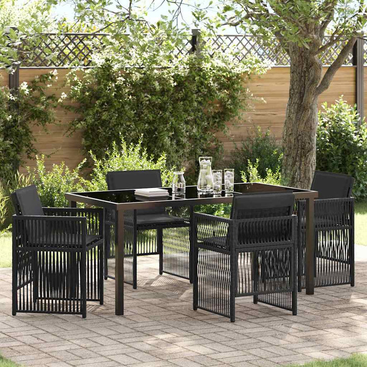 Have Spisebordssæt 5 pcs Sort Poly rattan