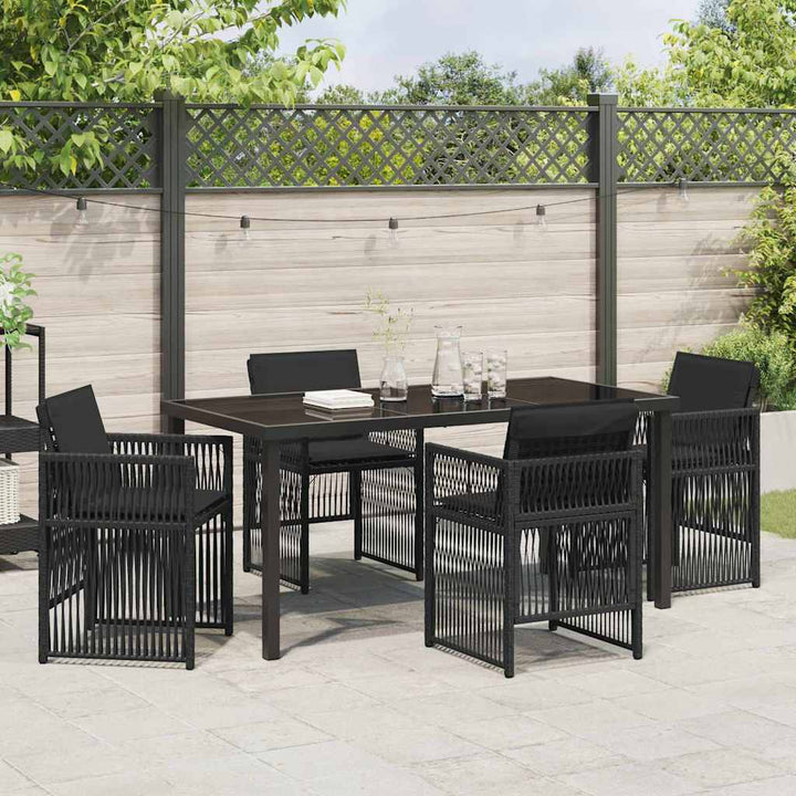 Have Spisebordssæt 5 pcs Sort Poly rattan