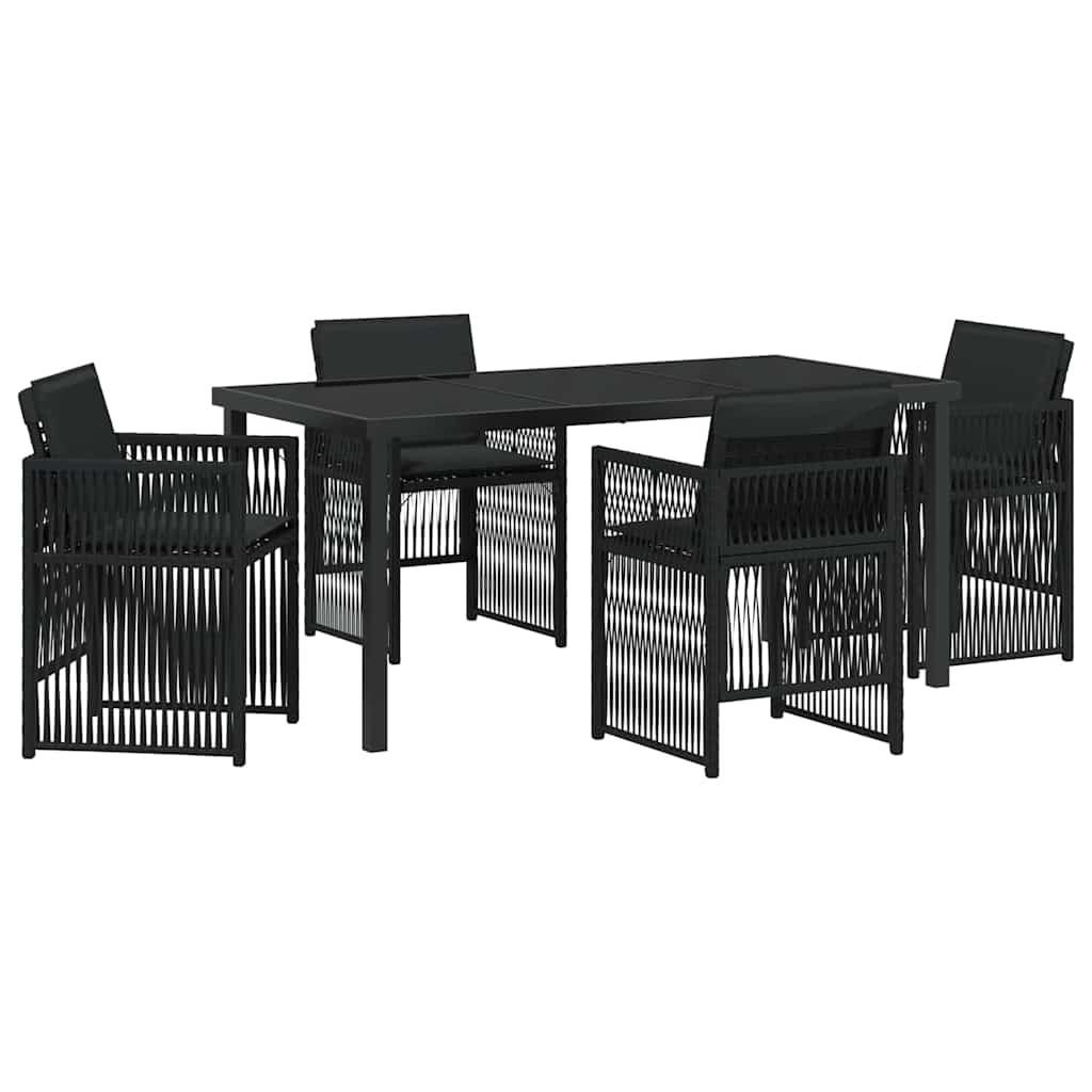 Have Spisebordssæt 5 pcs Sort Poly rattan