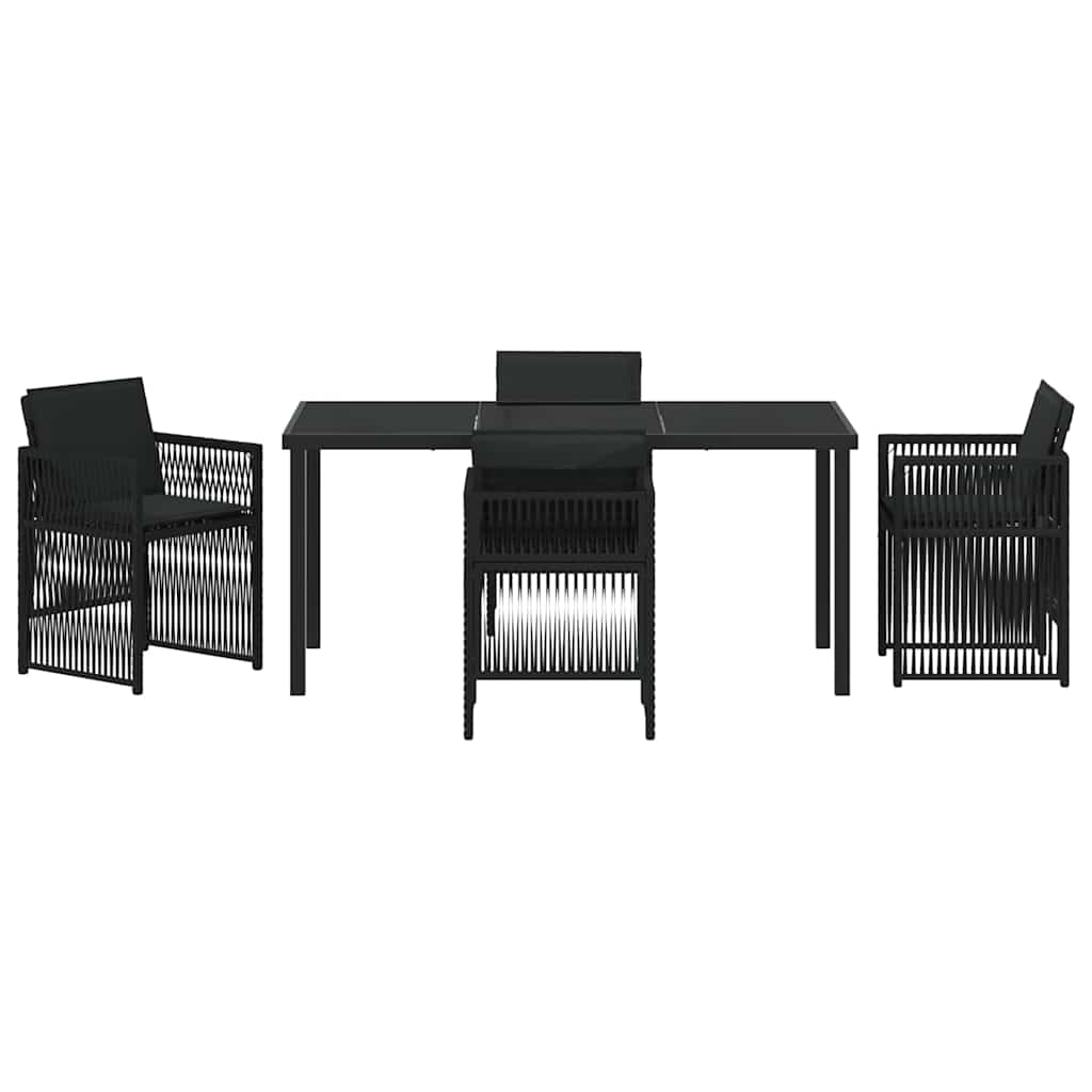 Have Spisebordssæt 5 pcs Sort Poly rattan