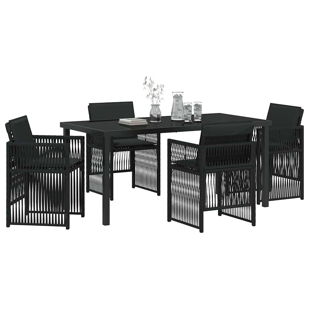 Have Spisebordssæt 5 pcs Sort Poly rattan