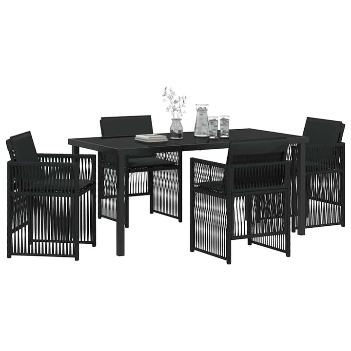 Have Spisebordssæt 5 pcs Sort Poly rattan