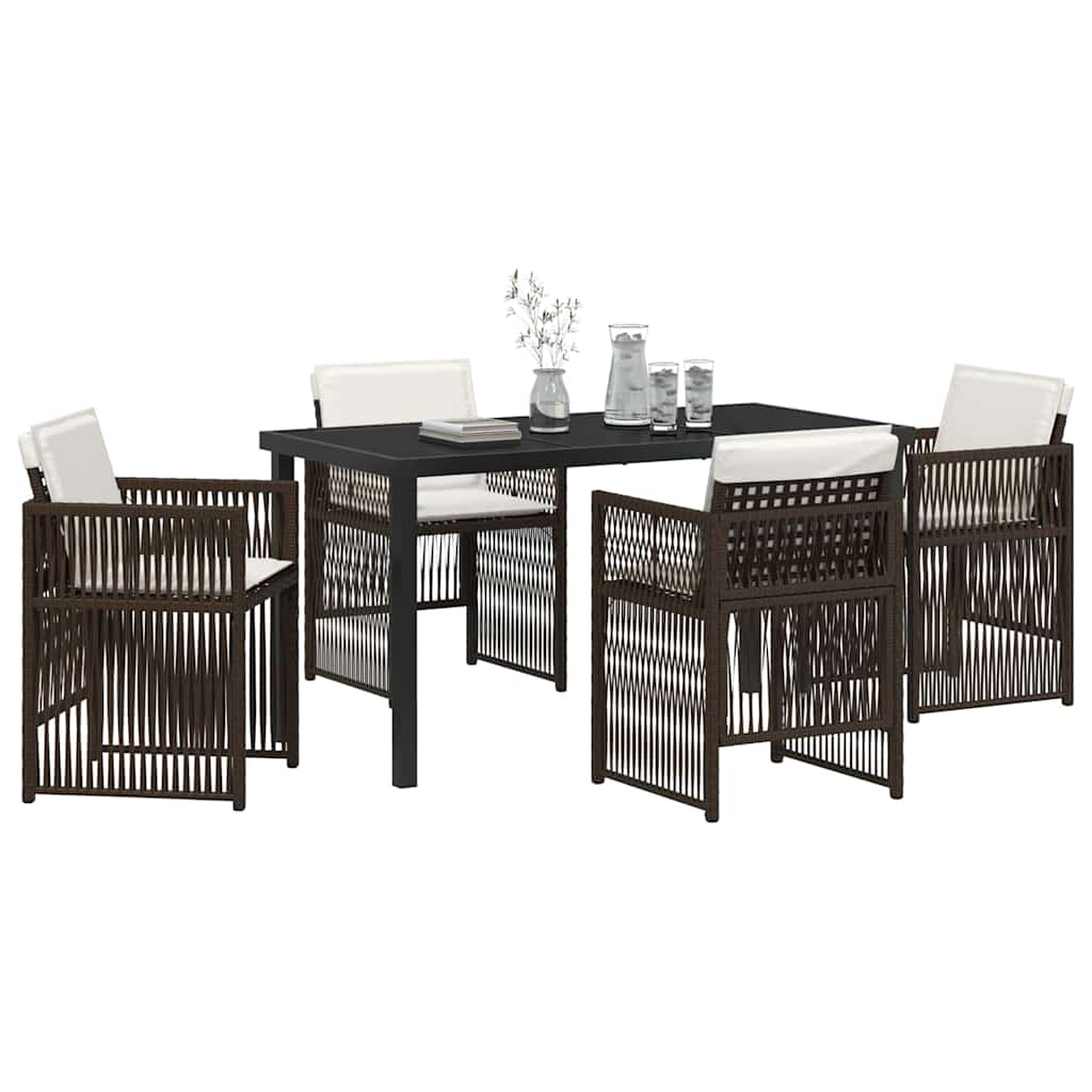 Have Spisebordssæt 5 pcs Brun Poly rattan