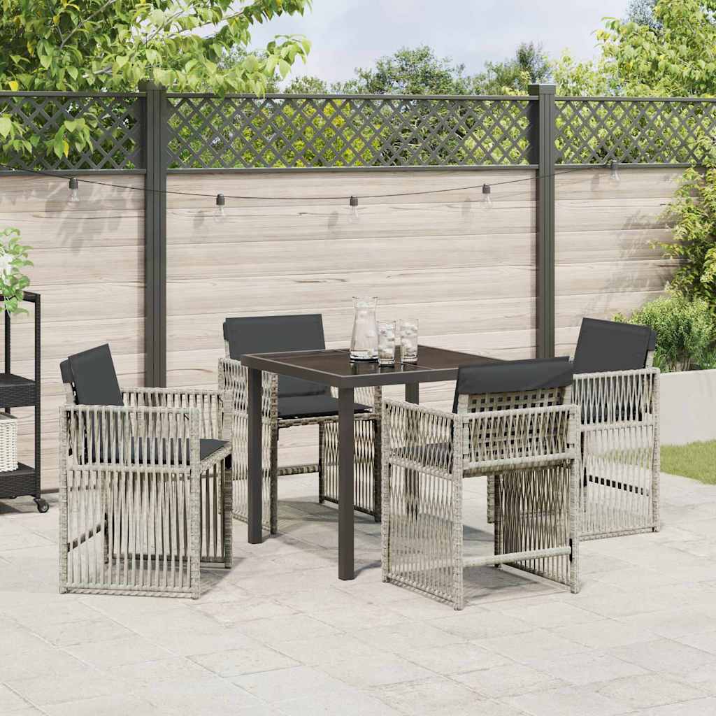 Have Spisebordssæt 5 pcs Lysegrå Poly rattan