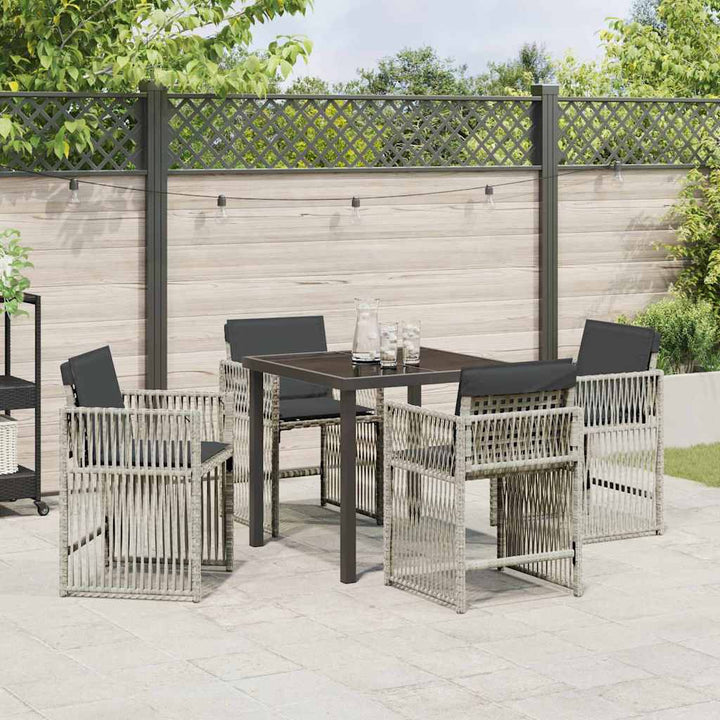 Have Spisebordssæt 5 pcs Lysegrå Poly rattan