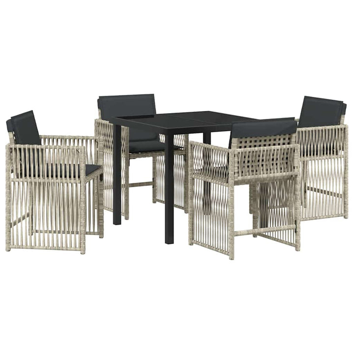 Have Spisebordssæt 5 pcs Lysegrå Poly rattan