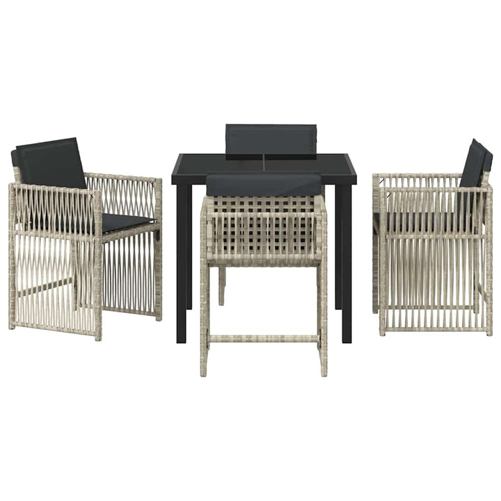 Have Spisebordssæt 5 pcs Lysegrå Poly rattan