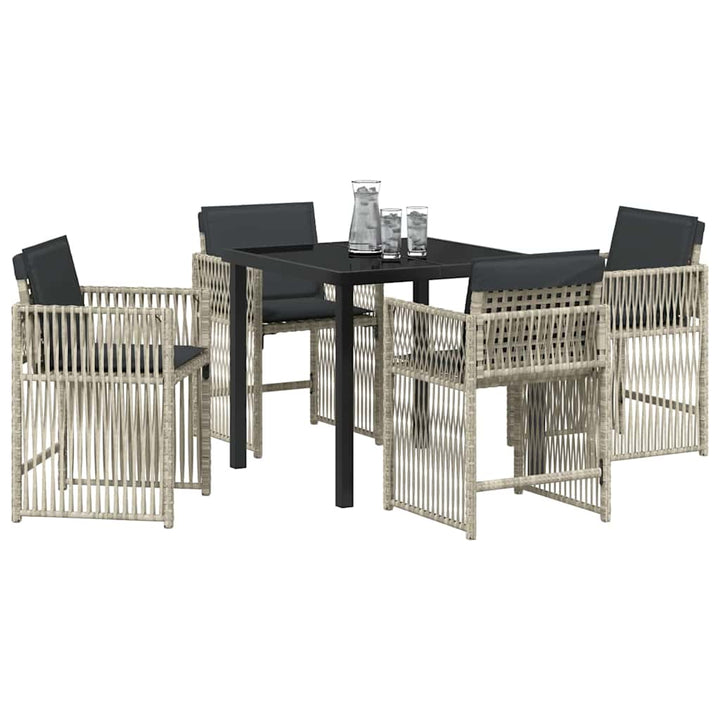 Have Spisebordssæt 5 pcs Lysegrå Poly rattan