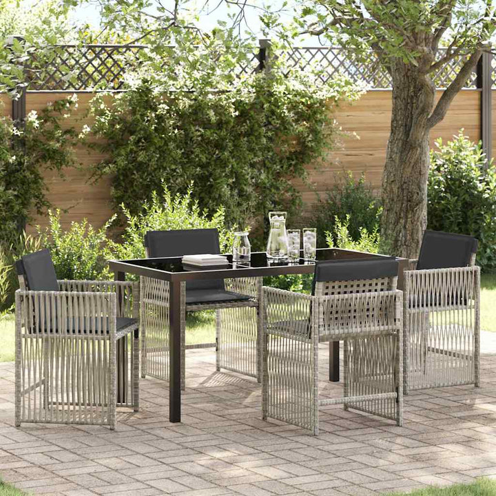 Have Spisebordssæt 5 pcs Lysegrå Poly rattan
