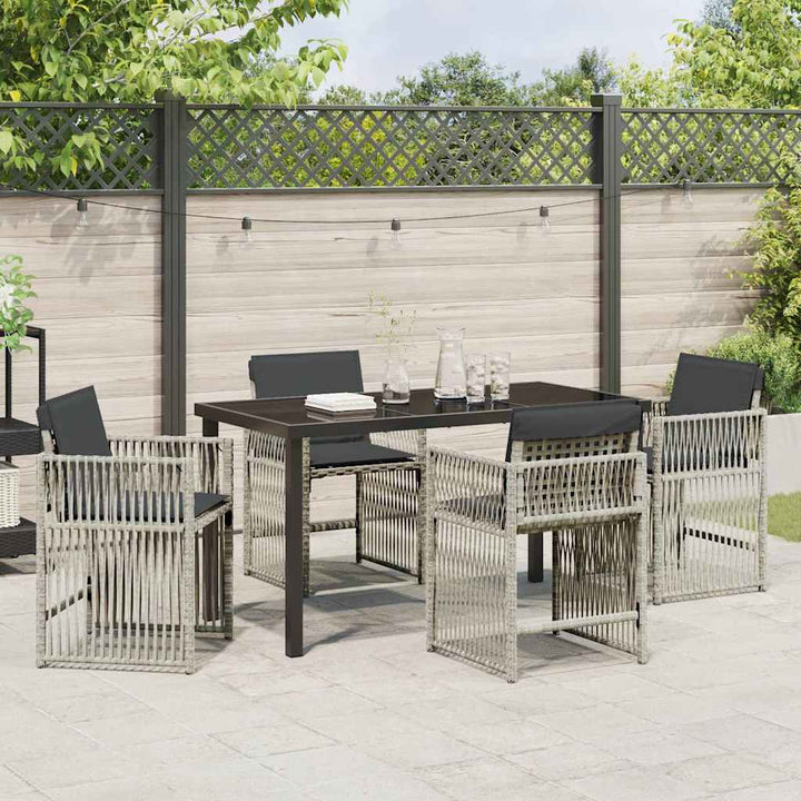 Have Spisebordssæt 5 pcs Lysegrå Poly rattan