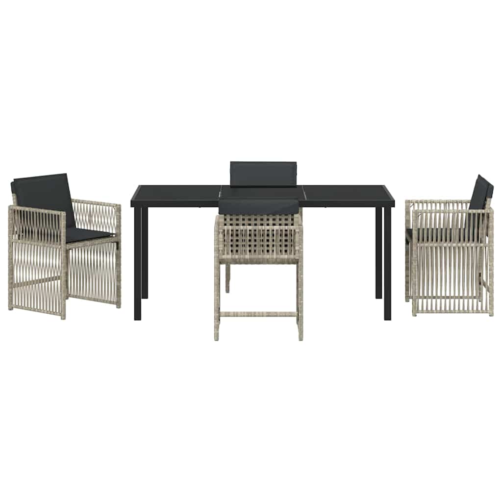 Have Spisebordssæt 5 pcs Lysegrå Poly rattan