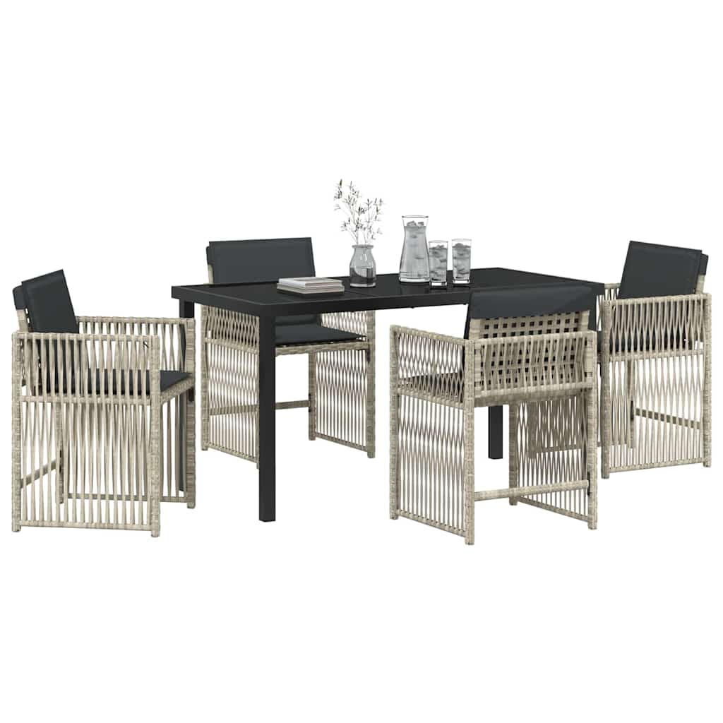 Have Spisebordssæt 5 pcs Lysegrå Poly rattan