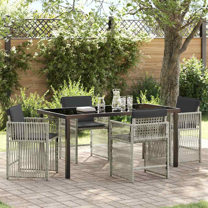 Have Spisebordssæt 5 pcs Lysegrå Poly rattan