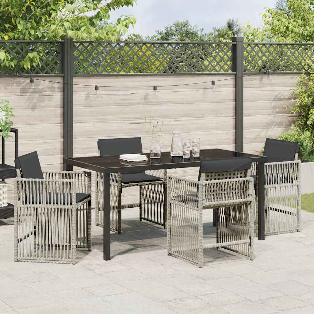 Have Spisebordssæt 5 pcs Lysegrå Poly rattan