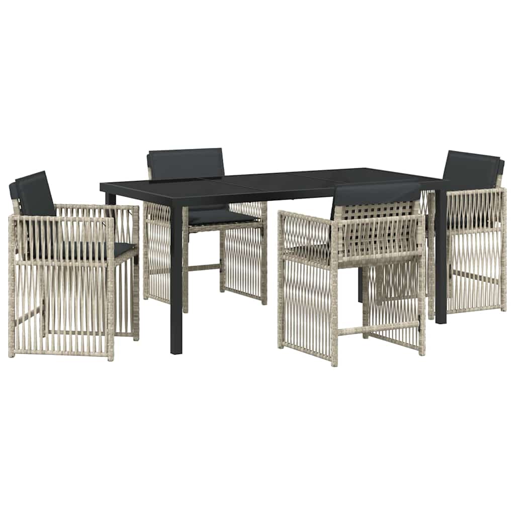 Have Spisebordssæt 5 pcs Lysegrå Poly rattan