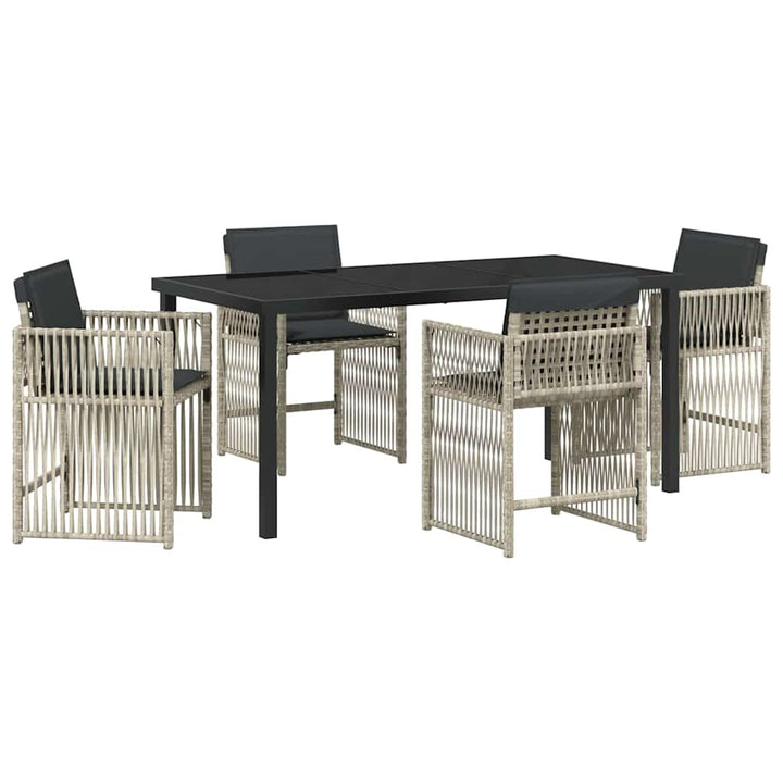 Have Spisebordssæt 5 pcs Lysegrå Poly rattan