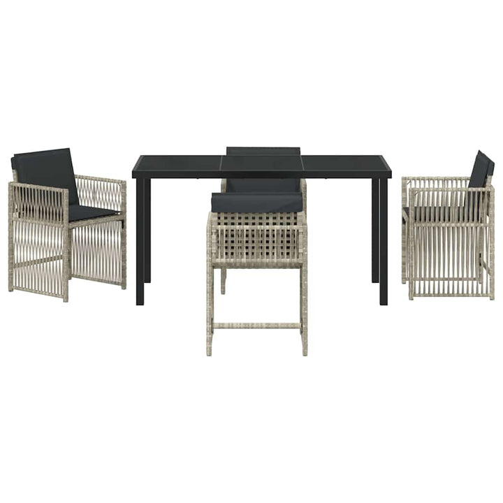 Have Spisebordssæt 5 pcs Lysegrå Poly rattan