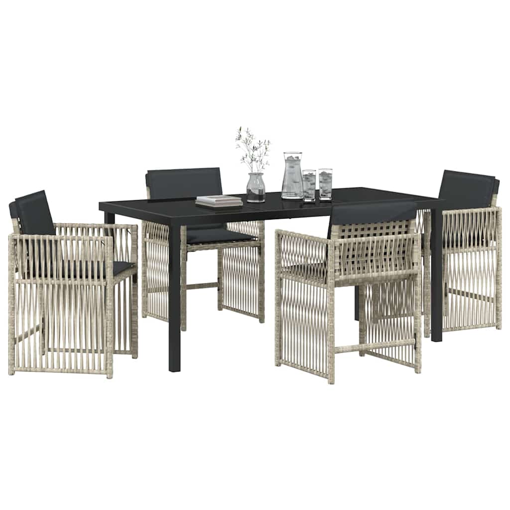 Have Spisebordssæt 5 pcs Lysegrå Poly rattan