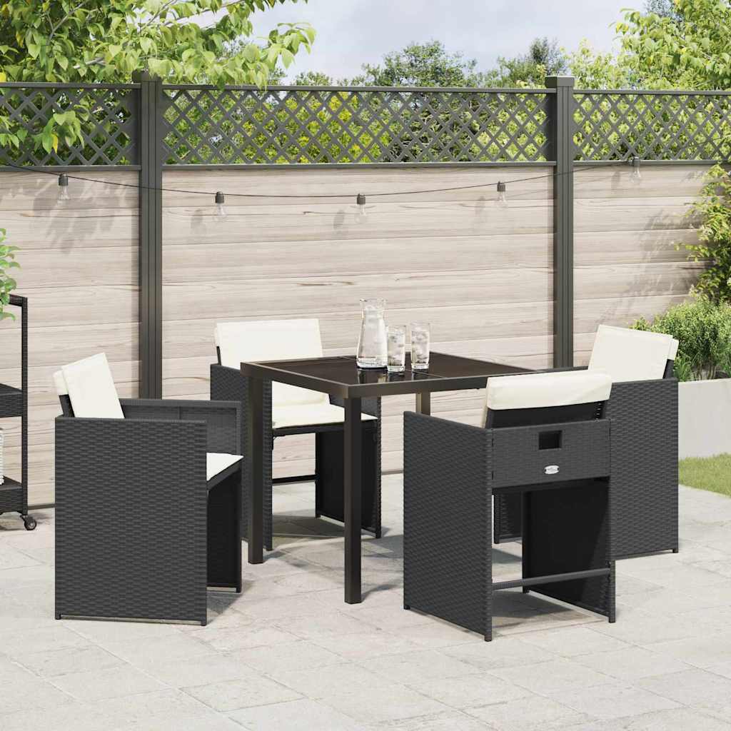 Have Spisebordssæt 5 pcs Sort polyrattan