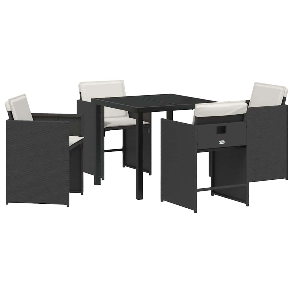 Have Spisebordssæt 5 pcs Sort polyrattan