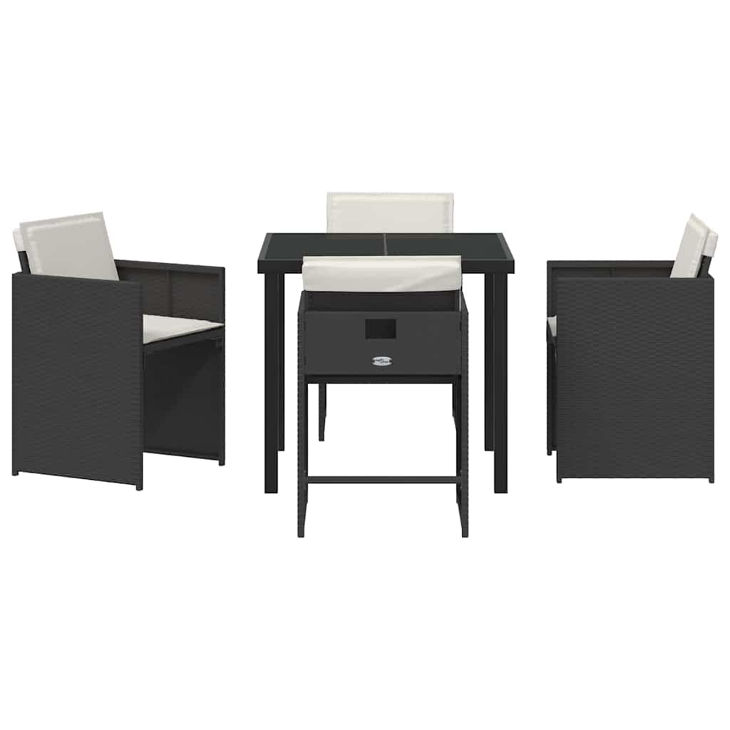 Have Spisebordssæt 5 pcs Sort polyrattan