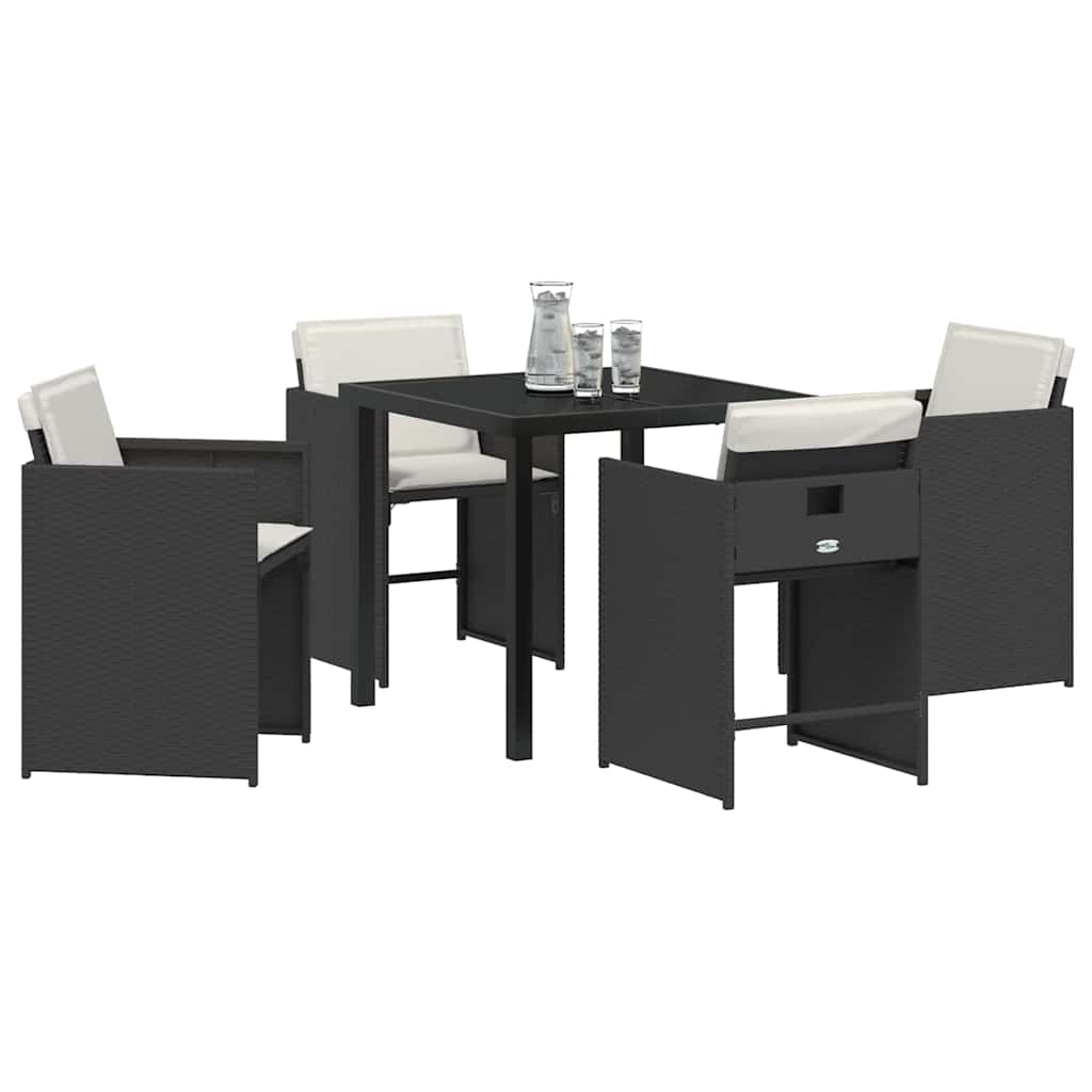Have Spisebordssæt 5 pcs Sort polyrattan