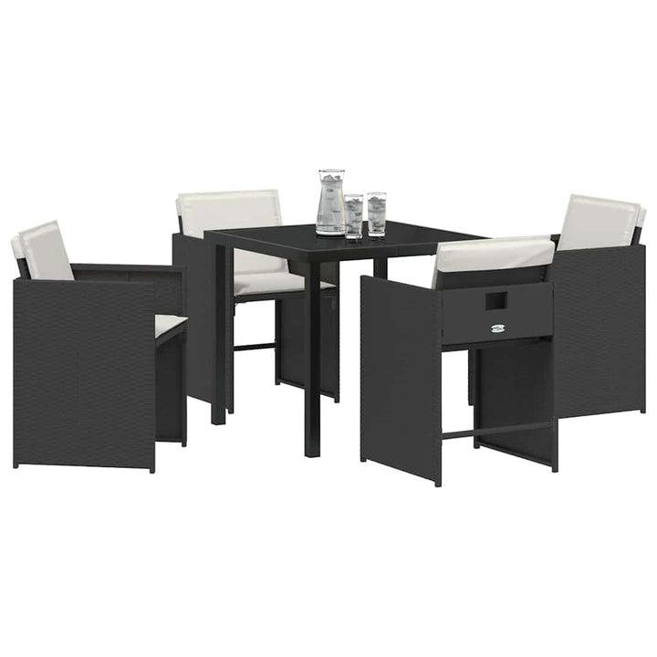 Have Spisebordssæt 5 pcs Sort polyrattan