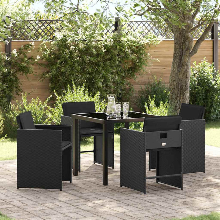 Have Spisebordssæt 5 pcs Sort polyrattan
