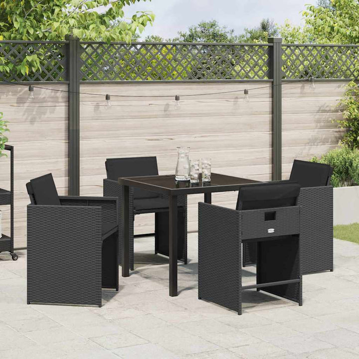 Have Spisebordssæt 5 pcs Sort polyrattan