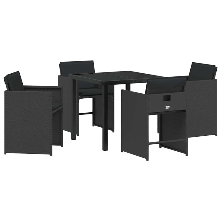 Have Spisebordssæt 5 pcs Sort polyrattan