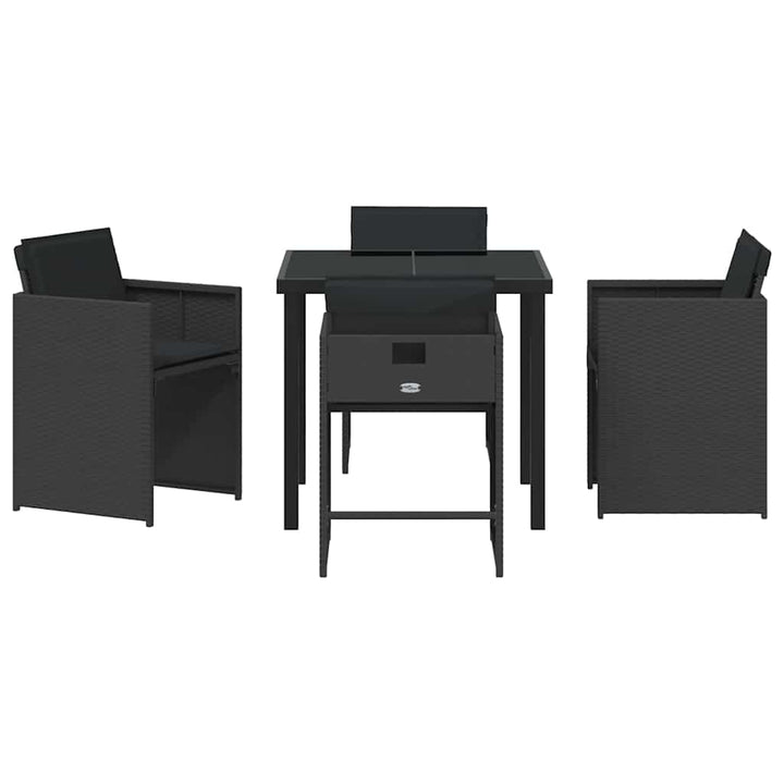 Have Spisebordssæt 5 pcs Sort polyrattan