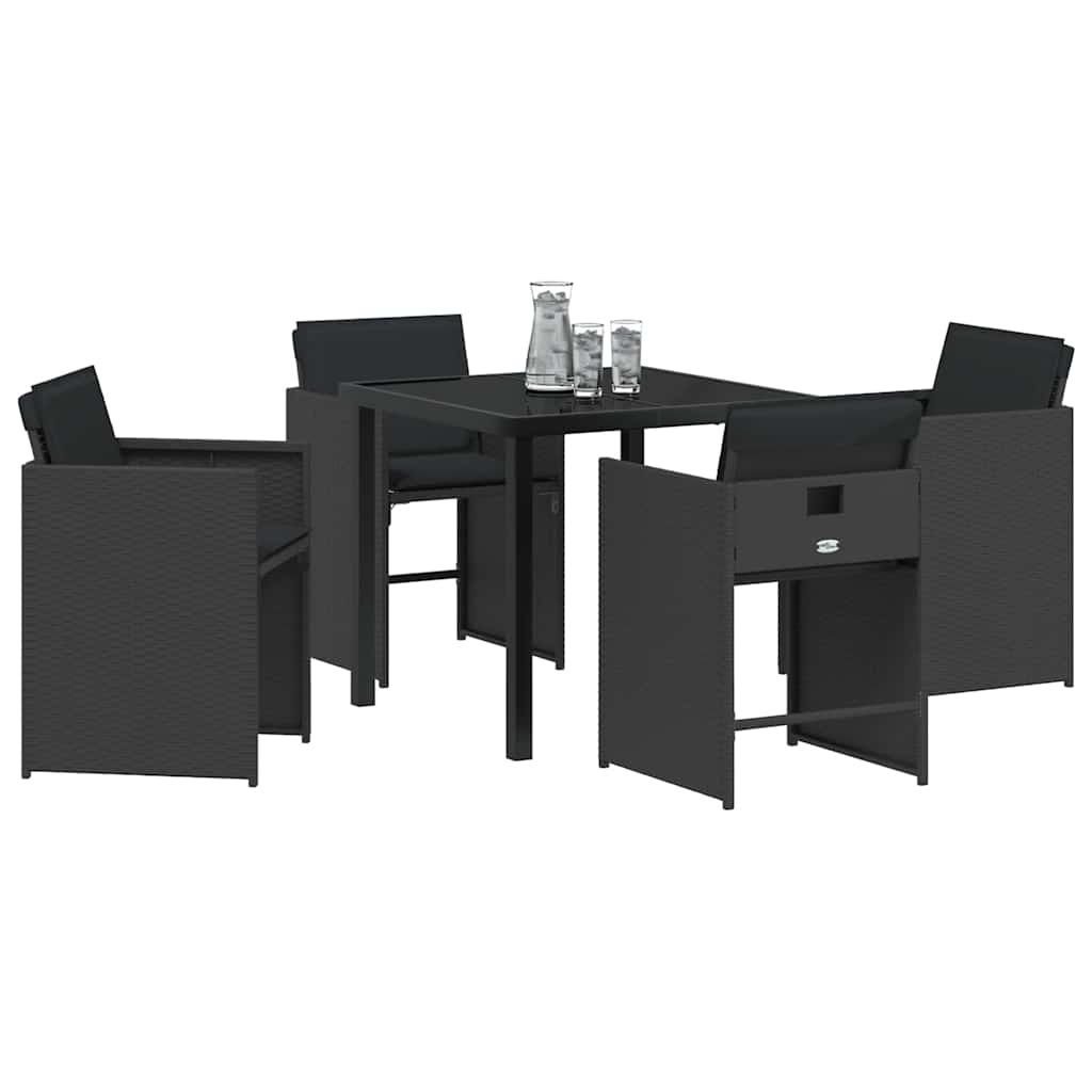 Have Spisebordssæt 5 pcs Sort polyrattan