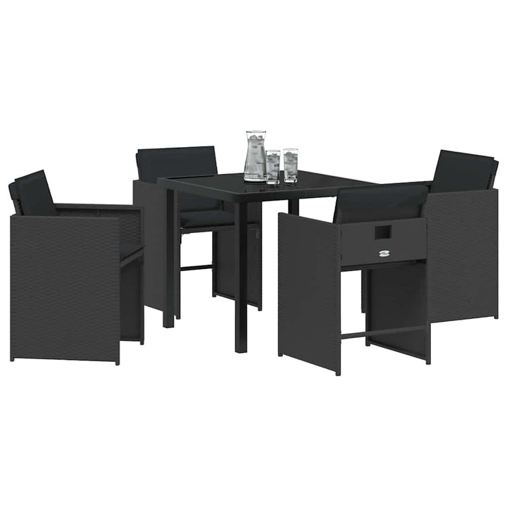 Have Spisebordssæt 5 pcs Sort polyrattan