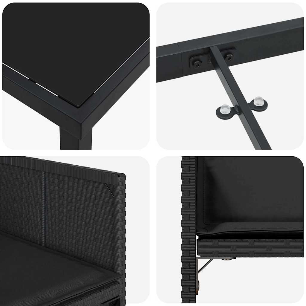 Have Spisebordssæt 5 pcs Sort polyrattan