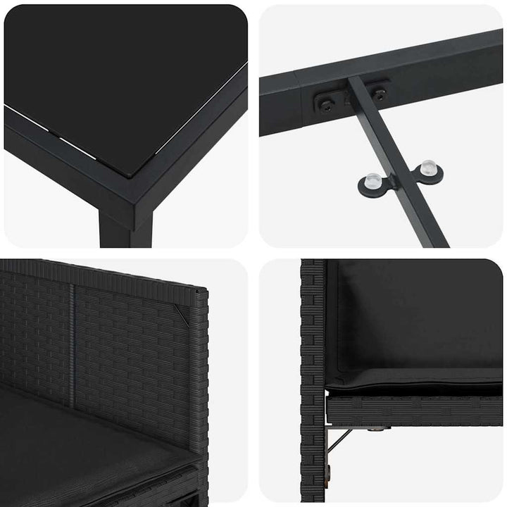 Have Spisebordssæt 5 pcs Sort polyrattan
