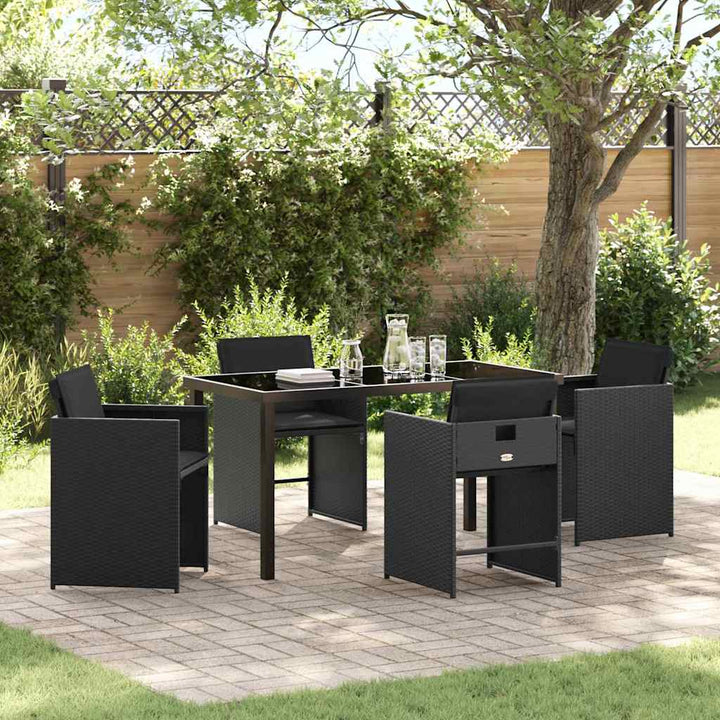 Have Spisebordssæt 5 pcs Sort polyrattan