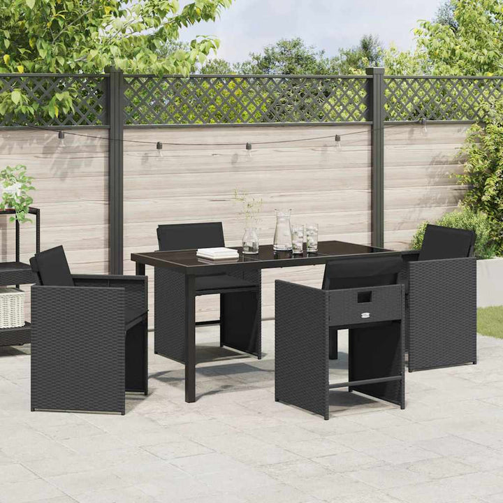 Have Spisebordssæt 5 pcs Sort polyrattan