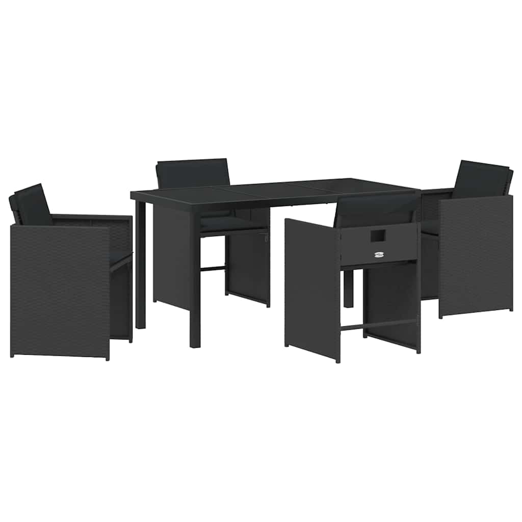 Have Spisebordssæt 5 pcs Sort polyrattan