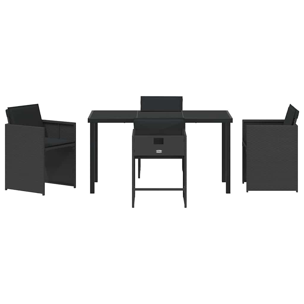 Have Spisebordssæt 5 pcs Sort polyrattan