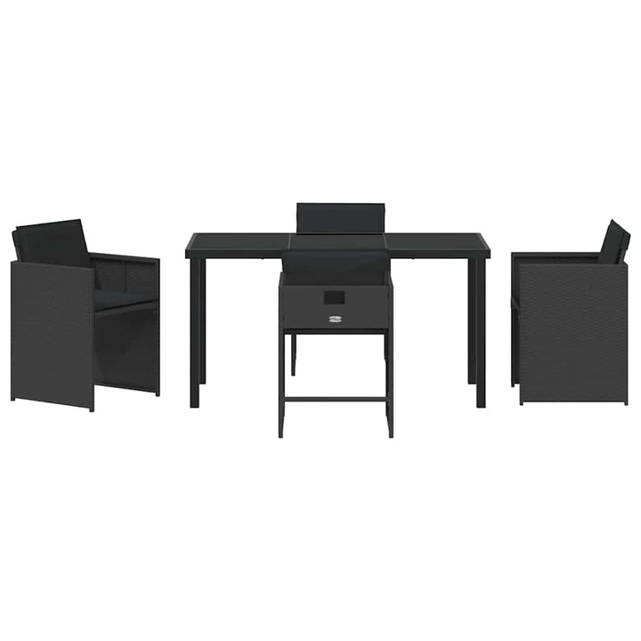 Have Spisebordssæt 5 pcs Sort polyrattan