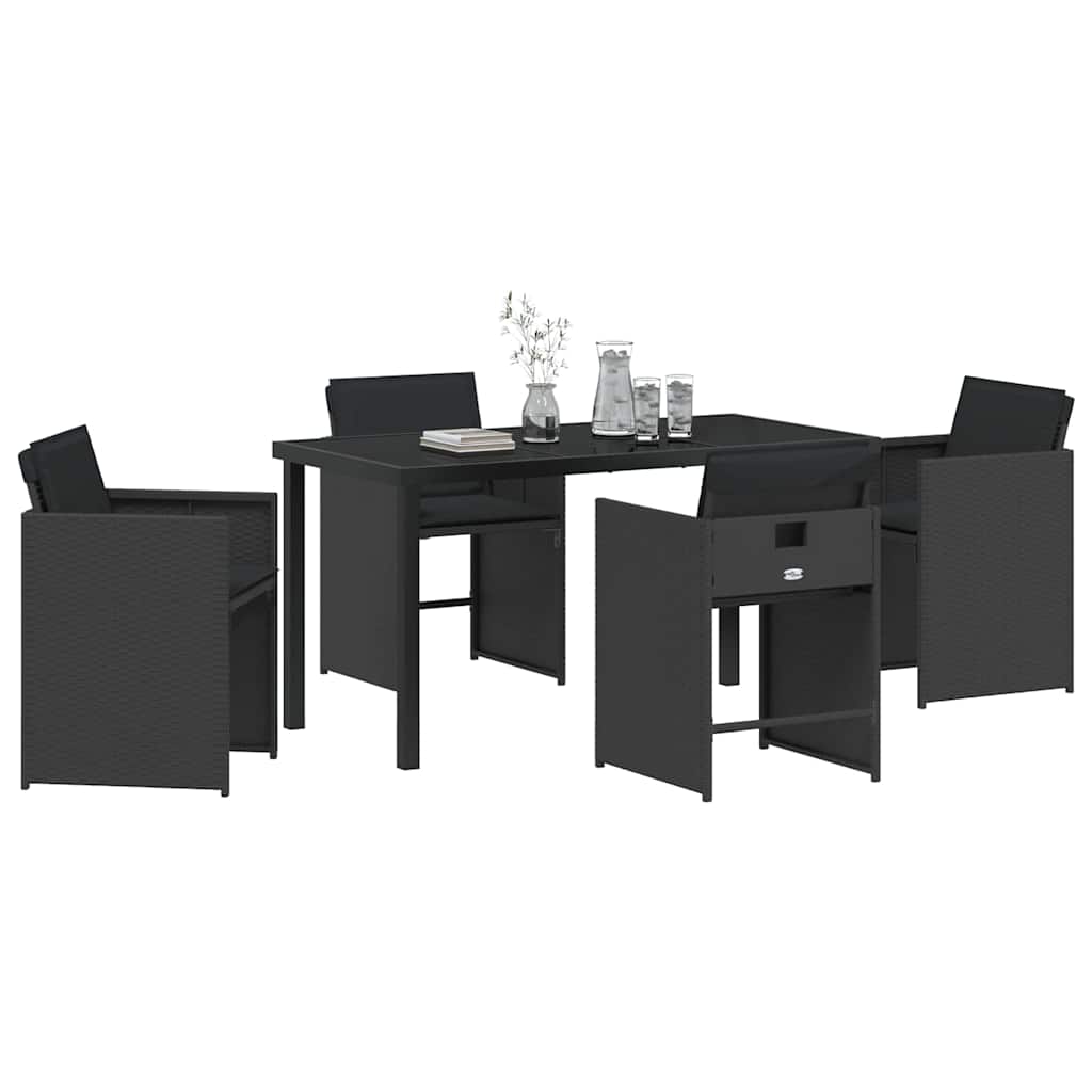 Have Spisebordssæt 5 pcs Sort polyrattan