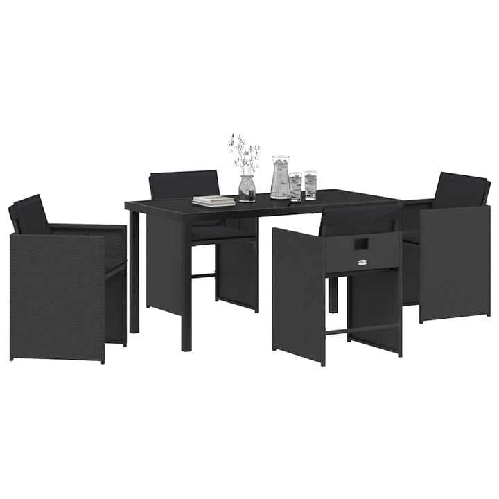 Have Spisebordssæt 5 pcs Sort polyrattan