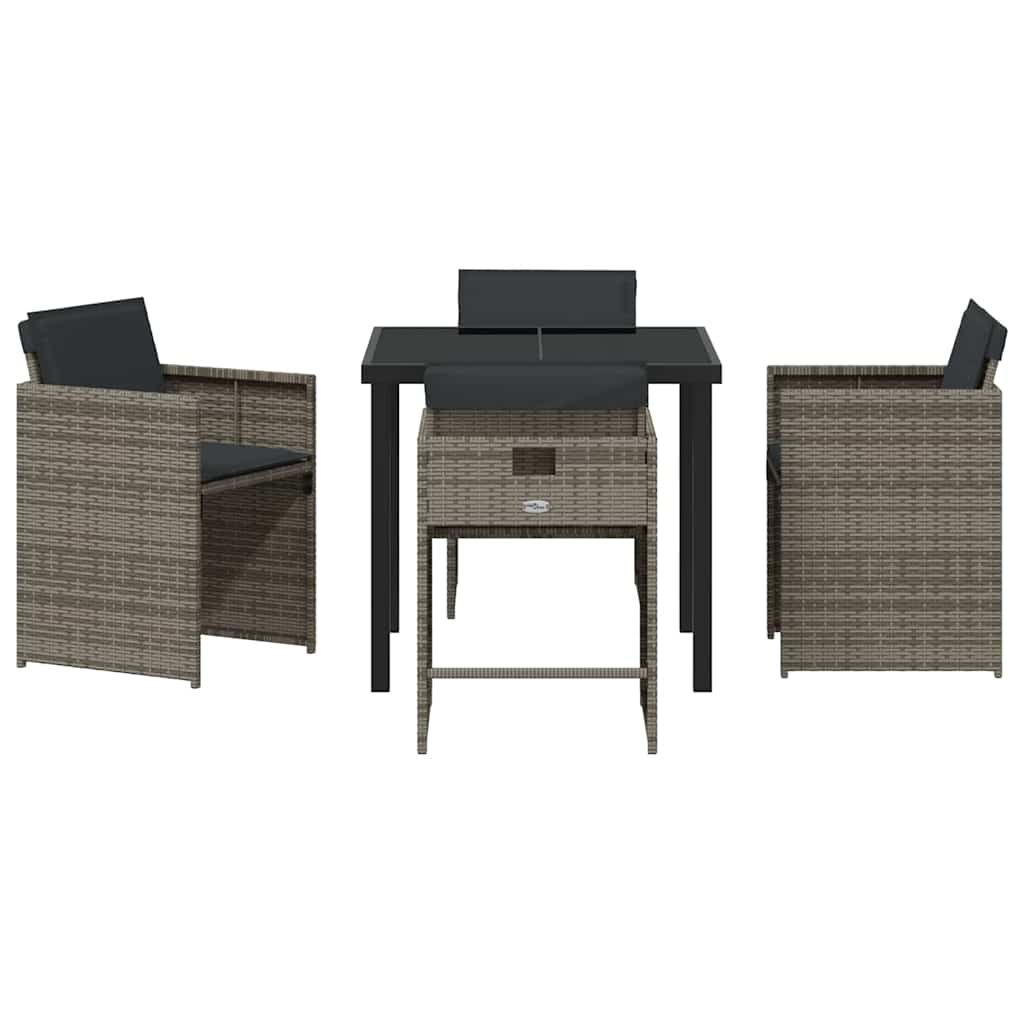 Have Spisebordssæt 5 pcs Grå polyrattan