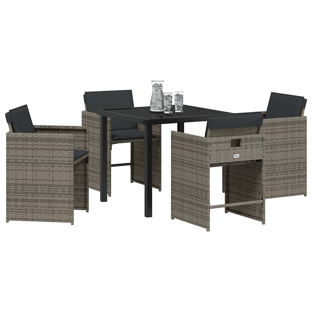 Have Spisebordssæt 5 pcs Grå polyrattan
