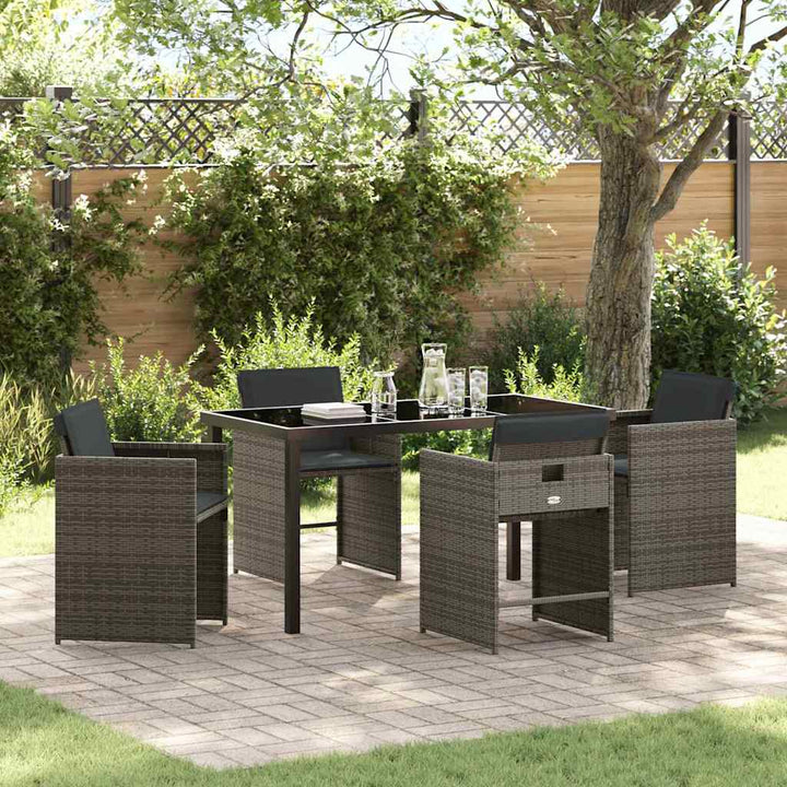 Have Spisebordssæt 5 pcs Grå polyrattan