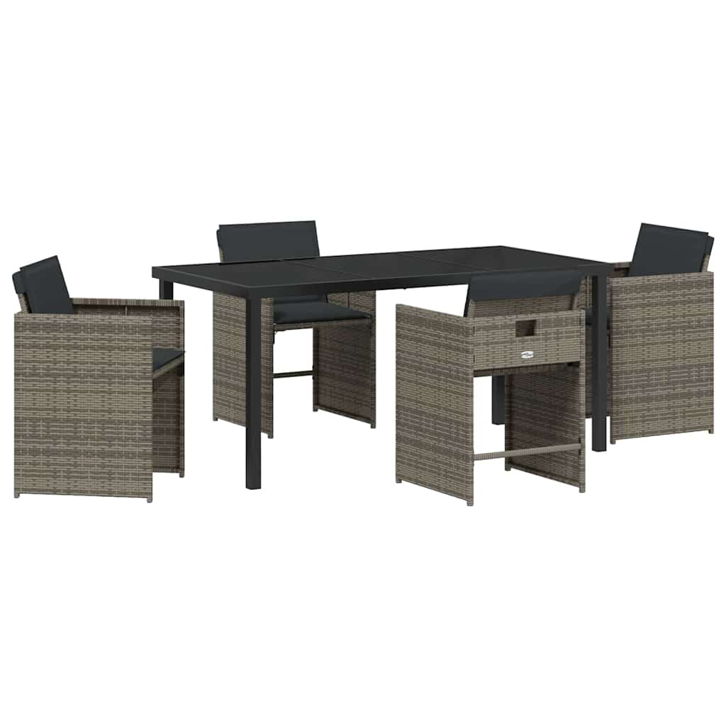Have Spisebordssæt 5 pcs Grå polyrattan