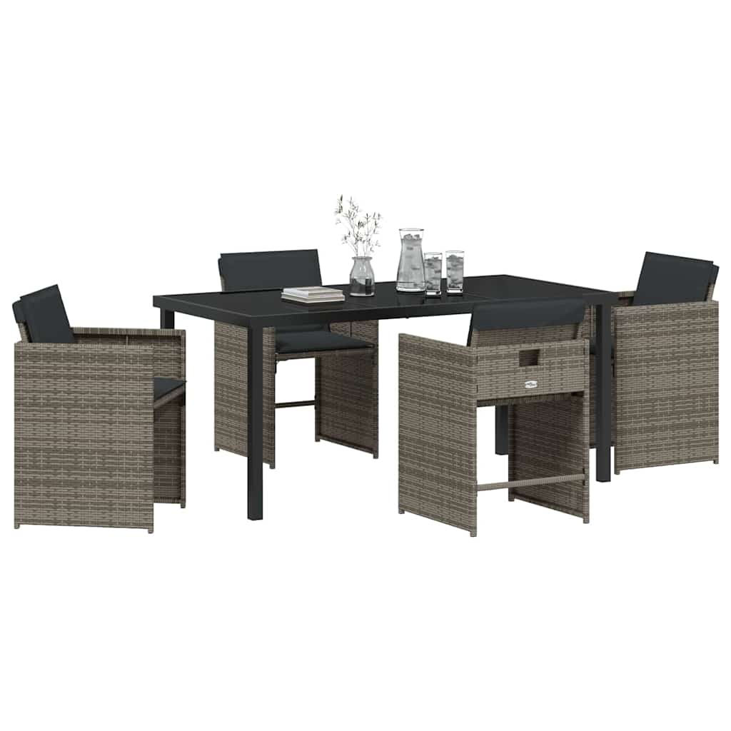 Have Spisebordssæt 5 pcs Grå polyrattan