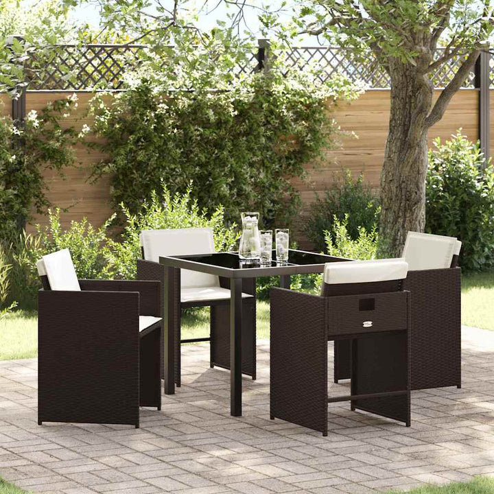 Have Spisebordssæt 5 pcs Brun polyrattan