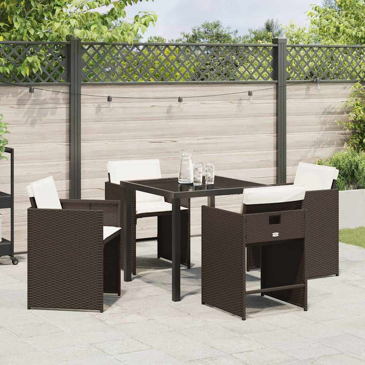Have Spisebordssæt 5 pcs Brun polyrattan