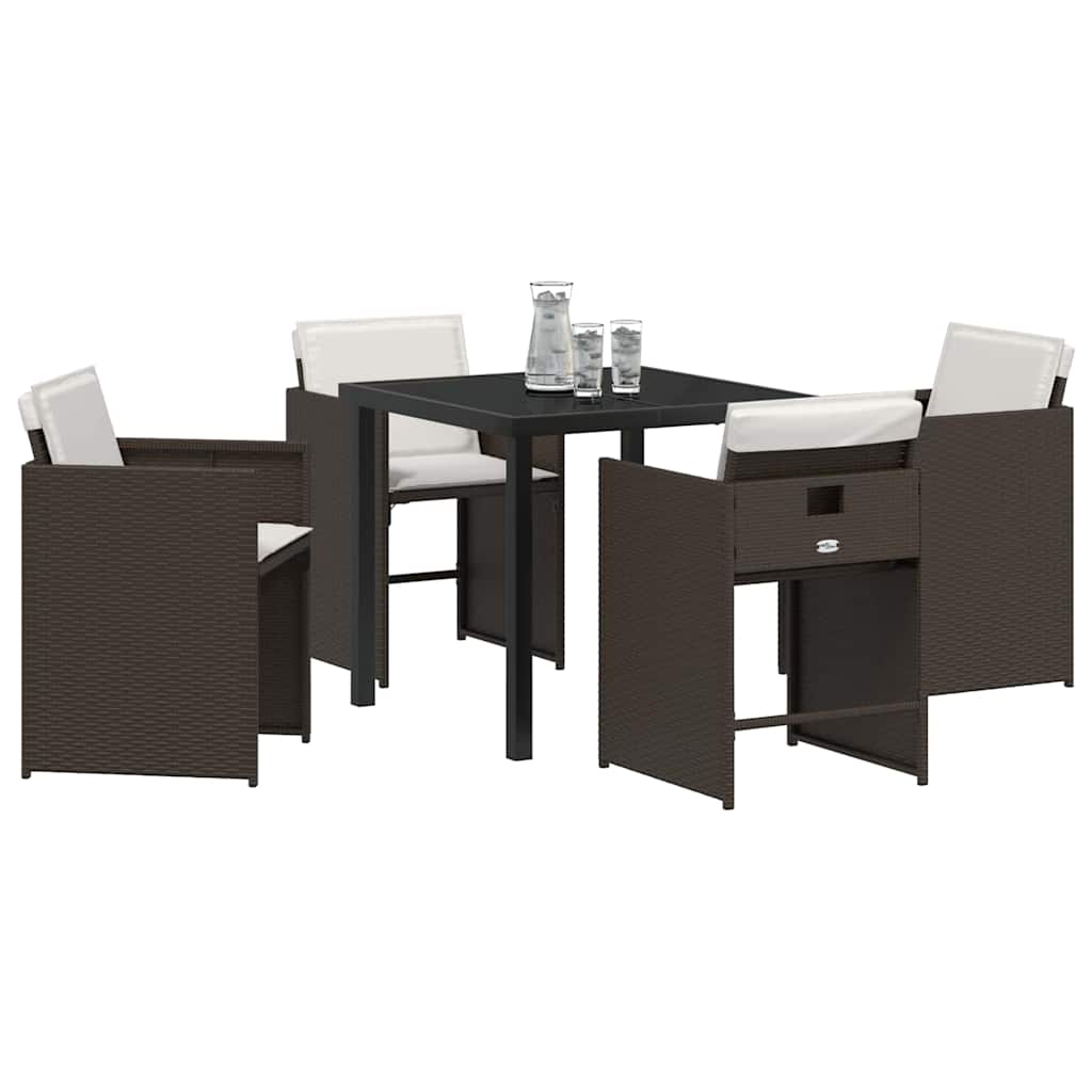 Have Spisebordssæt 5 pcs Brun polyrattan
